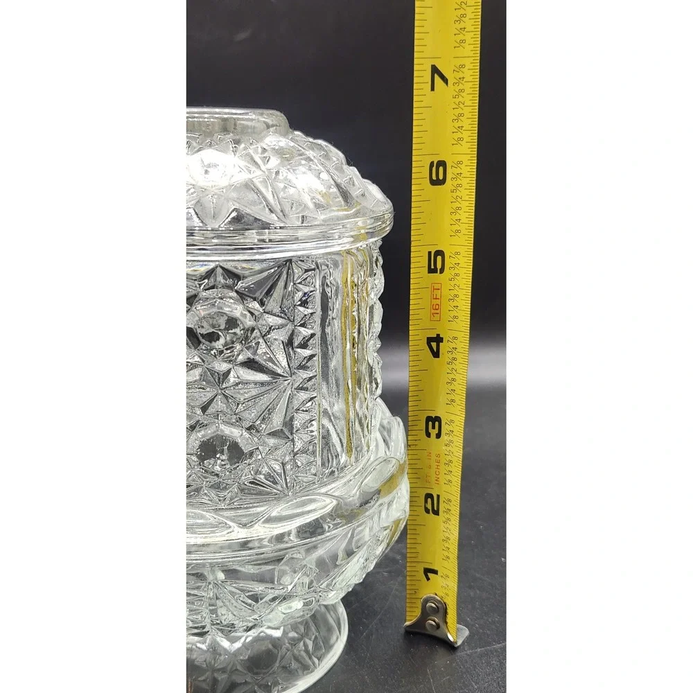 Vintage Clear Glass LE Smith Stars and Bars Fairy Lamp 2 Piece Candle Holder